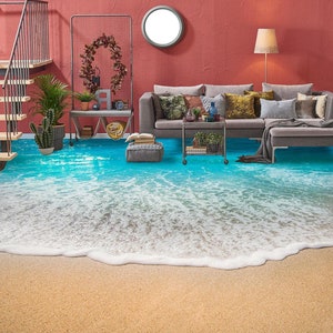3D Summer Beach 8646 Floor Wallpaper Murals Self-Adhesive Removable Kitchen Bath Floor Waterproof floor Rug Mat Print Epoxy YOYO