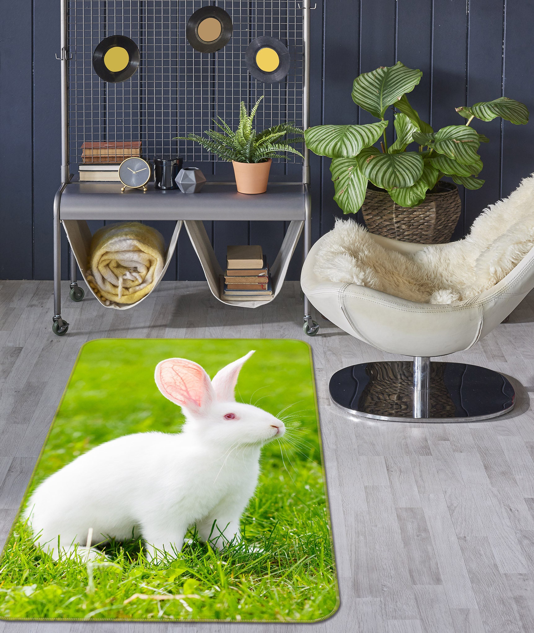 3D White Soft Rabbit FA1530 Floor Non Slip Rug Carpet Room Mat Etsy