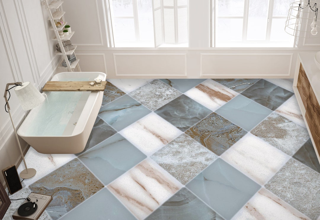 3D Grey Tiles 1786 Floor Wallpaper Murals Self-adhesive Removable ...