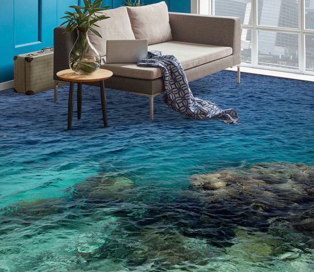 3D Blue Lake 5696 Floor Wallpaper Murals Self-adhesive Removable ...