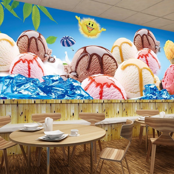 Colorful Ice Cream 2234 Wallpaper Mural Self Adhesive Peel and Stick Wall Sticker Wall Decoration Design Removable