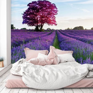 Lavender Tree 049 Wallpaper Mural Self Adhesive Peel and Stick Wall Sticker Wall Decoration Design Removable
