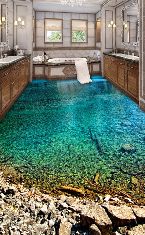 3D Green Lake 0458 Floor Wallpaper Murals Self-adhesive Removable ...