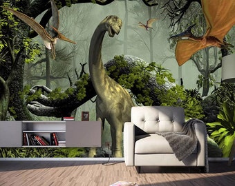 Бронтозавр 2126 Обои Mural Self Клей Пил и палка стены наклейки стены Украшения Дизайн съемный