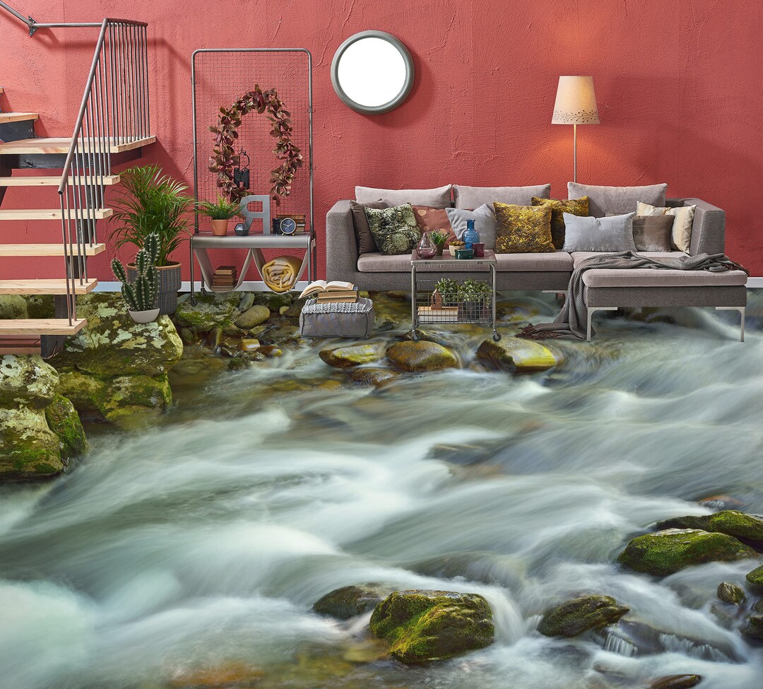 3D River Stones 5412 Floor Wallpaper Murals Self-adhesive Removable ...