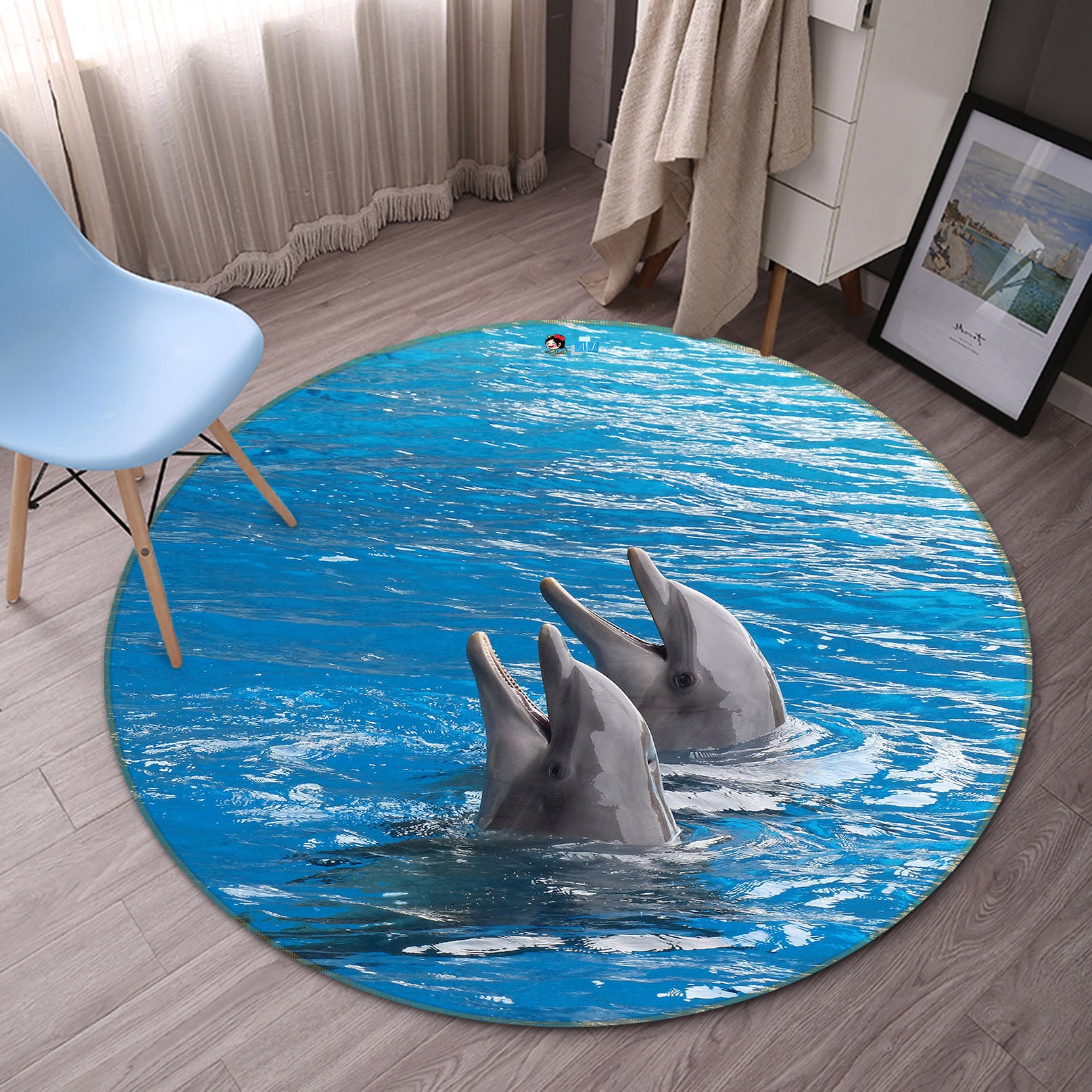 3D Two Happy Gray Dolphins FA4882 Floor Non Slip Rug Carpet | Etsy