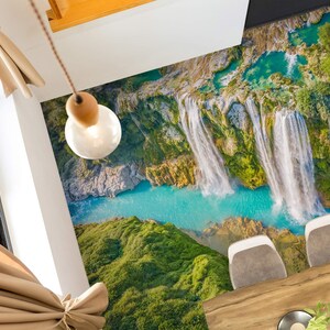 3D Waterfall 4172 Floor Wallpaper Murals Self-Adhesive Removable Kitchen Bath Floor Waterproof floor Rug Mat Print Epoxy 2024