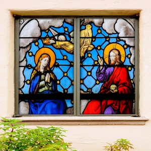 Coppia in chat 3D W576 Pellicola per vetri Stampa Adesivo Cling Vetrate di Natale Decorazioni per finestre di Natale Controllo del calore UV Vetro Privacy Pellicola per vetri Romy