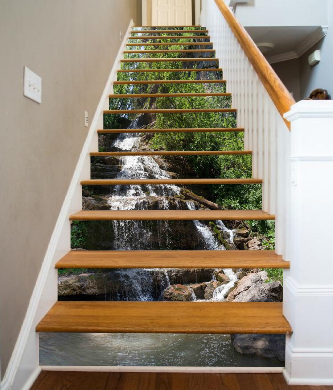 3D Waterfall River S1413 Pattern Tile Marble Stair Risers Decoration ...