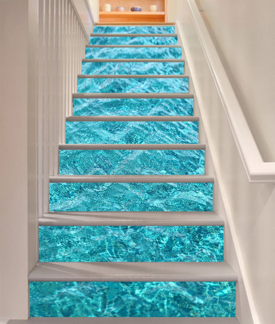3D Blue Water Wave S1243 Pattern Tile Marble Stair Risers Decoration ...