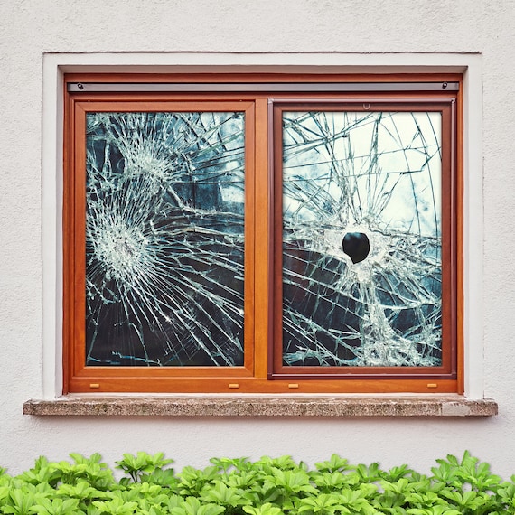 3D Broken Glass W1880 Window Film Print Sticker Cling Stained Etsy