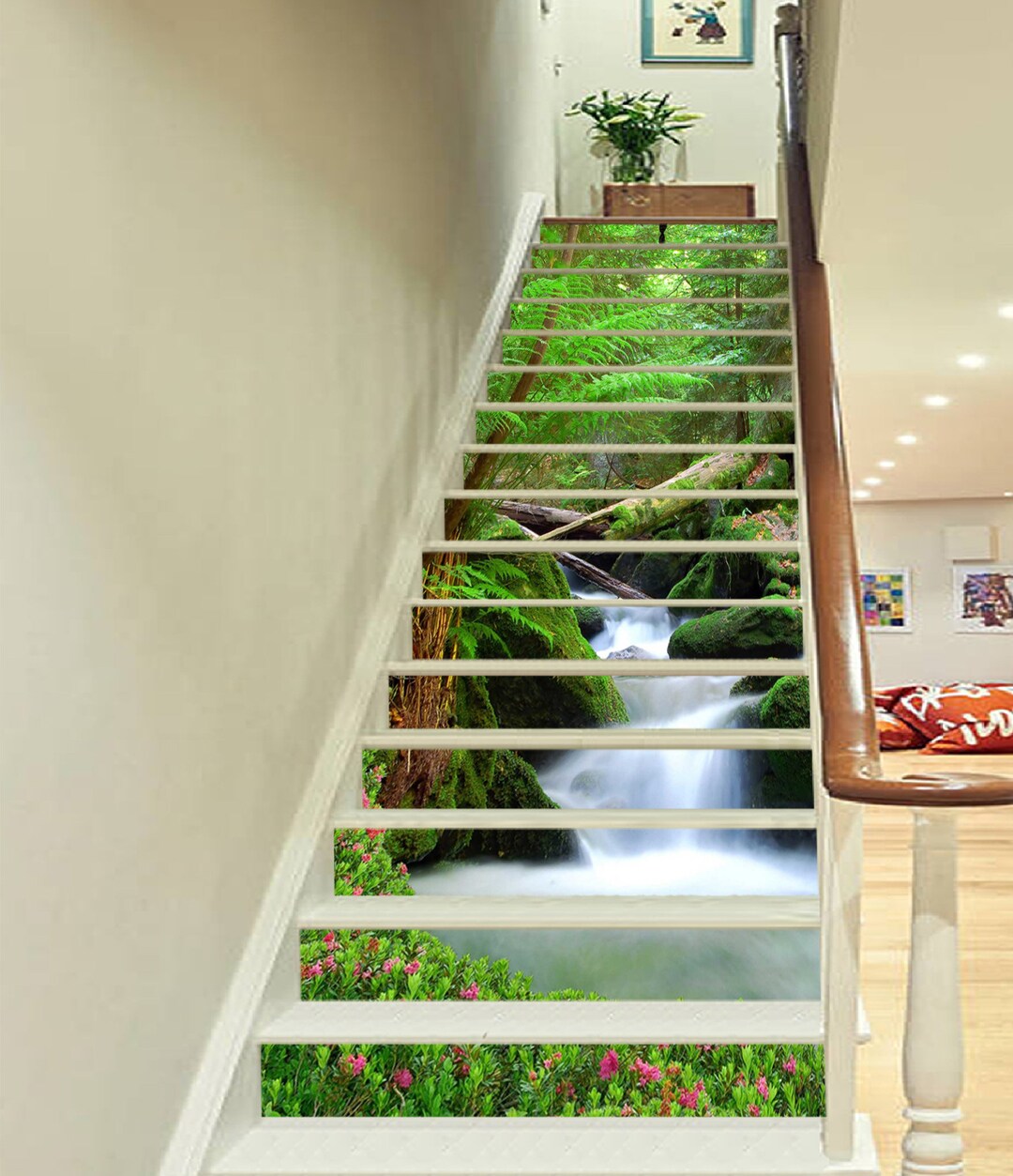 Déco Murale 3D Sticker Forêt Grise - Pour Contremarches D'escalier - NA023