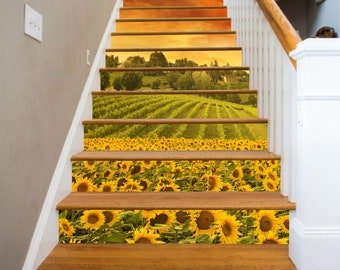 3D Sunflower S1450 Pattern Tile Marble Stair Risers Decoration Photo Self-adhesive Mural Vinyl Decal Wallpaper Murals Wallpaper Mural