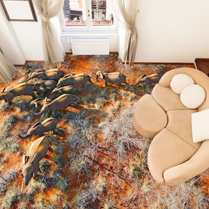 Carta da parati murale 3D Animal Elephant 5905 per pavimenti, autoadesiva, rimovibile, cucina, bagno, pavimento impermeabile, tappeto, stampa epossidica 2024