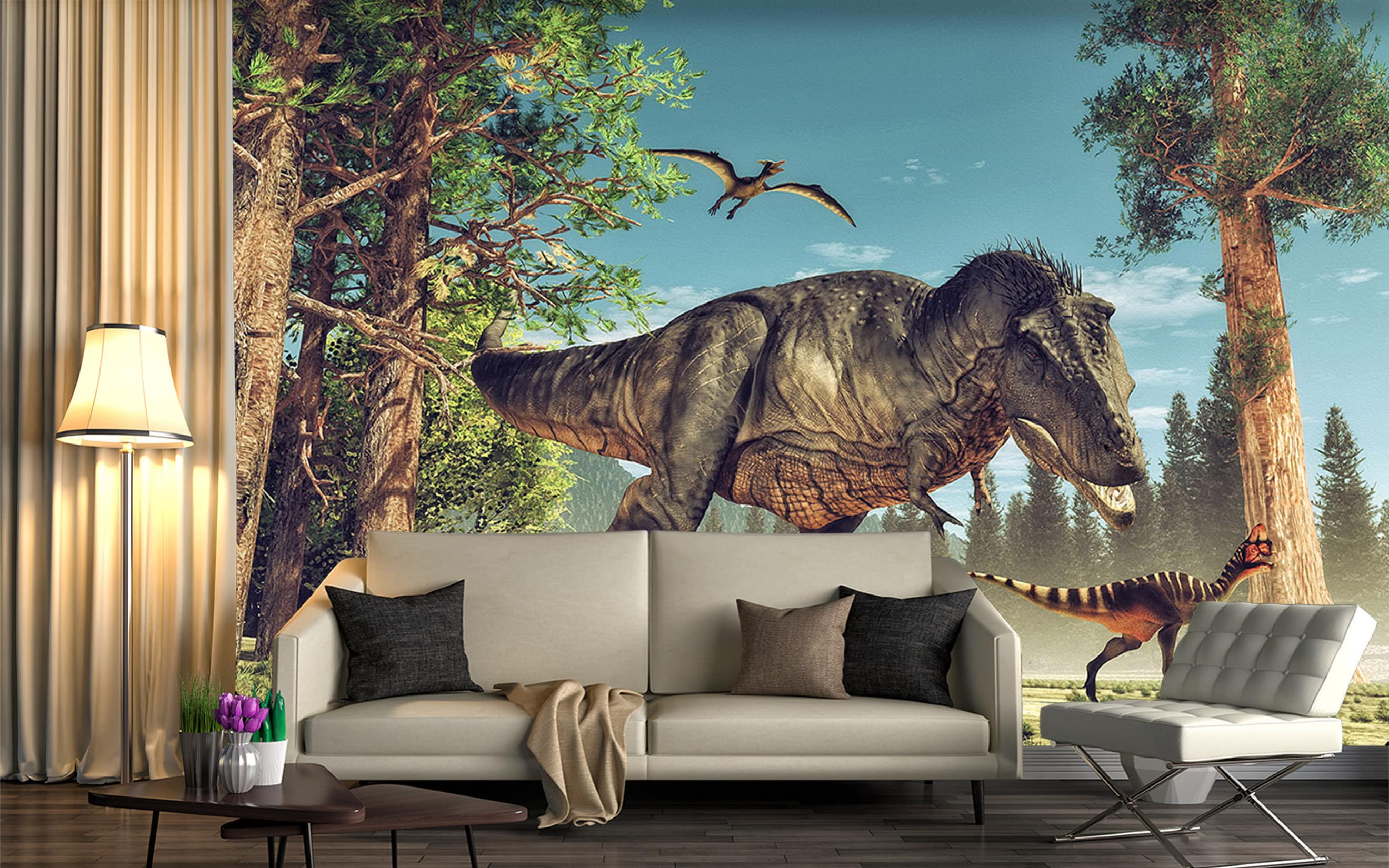 Tree Dinosaur 1856 Wallpaper Mural Self Adhesive Peel and | Etsy
