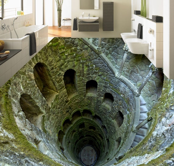 3D Deep Well Hole 1415 Floor Wallpaper Murals Self adhesive