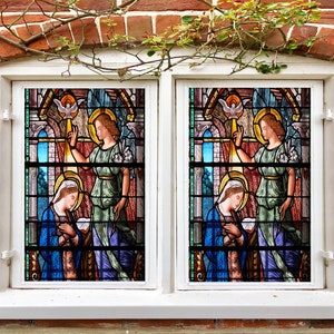 3D Slim Woman W7766 Window Film Print Sticker Cling Stained Glass Xmas Window Decor UV Heat Control Glass Privacy Window Film Rose