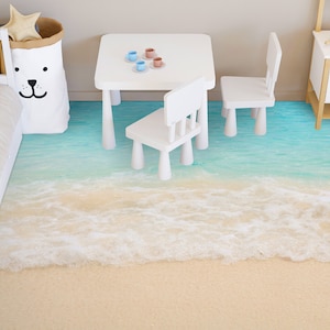 3D Summer Beach 3109 Floor Wallpaper Murals Self-Adhesive Removable Kitchen Bath Floor Waterproof floor Rug Mat Print Epoxy 2023