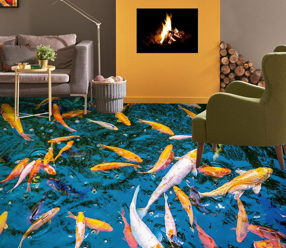 3d noble lucky koi 8508 floor wallpaper murals self