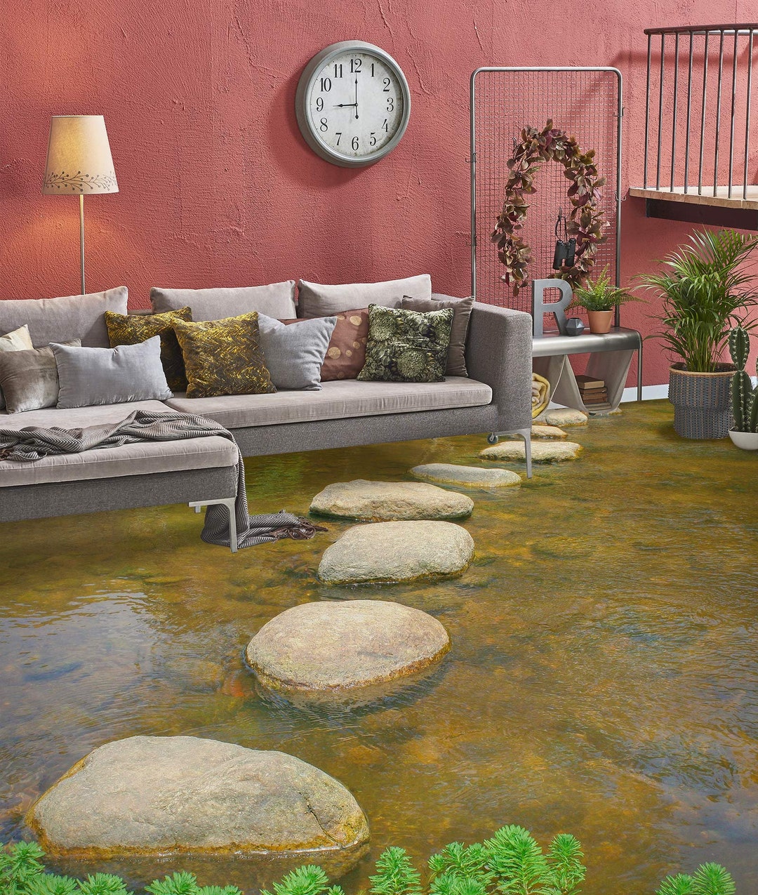3D Lake Stones 3744 Floor Wallpaper Murals Self-adhesive Removable ...
