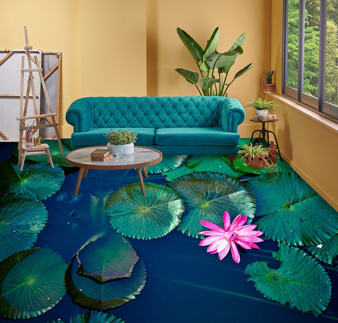 Déco Murale 3D Autocollante, Motif Lotus Antique, Pour Contremarches D'escalier Ou Papier Peint, Neuf