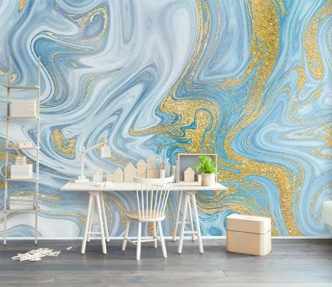 Blue Abstract 2556 Wallpaper Mural Self Adhesive Peel and - Etsy