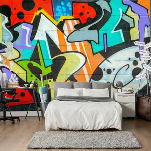 Colorful Graffiti Wall 1158 Wallpaper Mural Self Adhesive Peel and Stick Wall Sticker Wall Decoration Design Removable