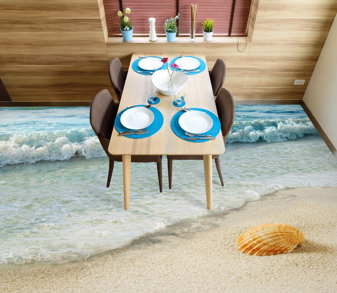 3D Sea Stones Coast Kitchen Mat Floor Mural