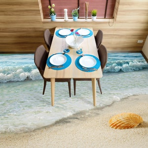 3D Beach Shells 3408 Floor Wallpaper Murals Self-Adhesive Removable Kitchen Bath Floor Waterproof floor Rug Mat Print Epoxy 2024