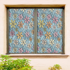 3D Flower Pattern W1805 Window Film Print Sticker Cling Stained Glass Xmas Window Decor UV Heat Control Glass Privacy Window Film Rose
