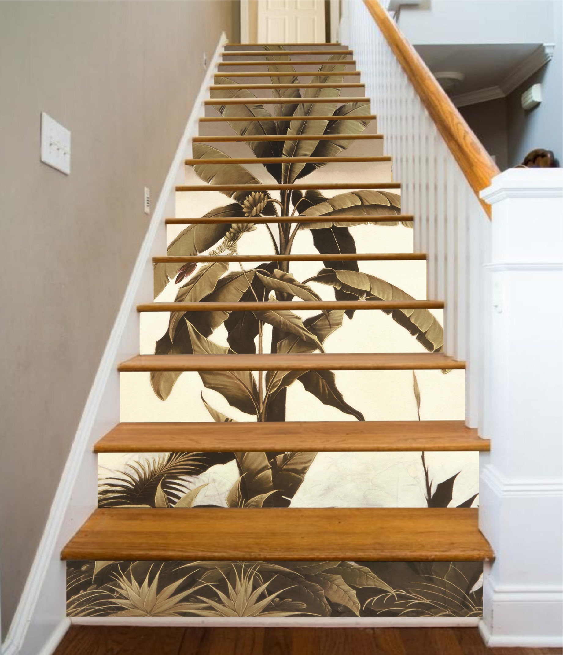 3D Bleak Leaves SS261 Pattern Tile Marble Stair Risers | Etsy