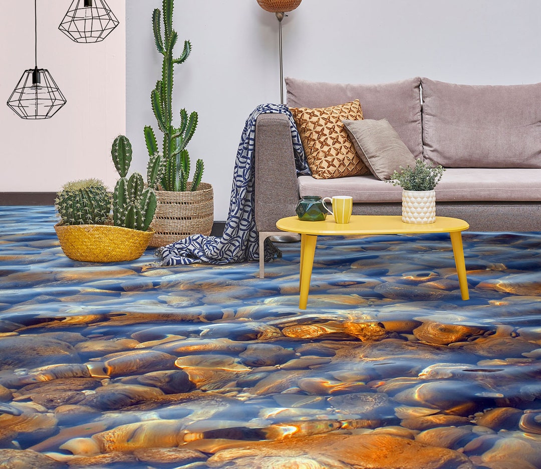 3D Pebbles in the Lake 8001 Floor Wallpaper Murals Self-adhesive ...