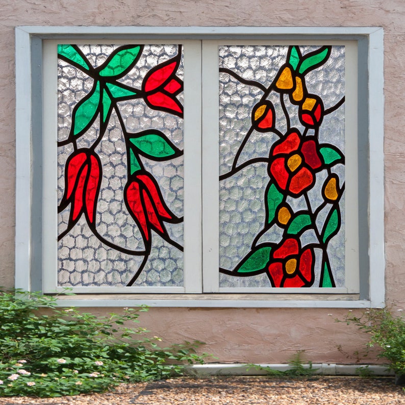 3D rote Blume Muster W551 Fenster Film Druck Aufkleber