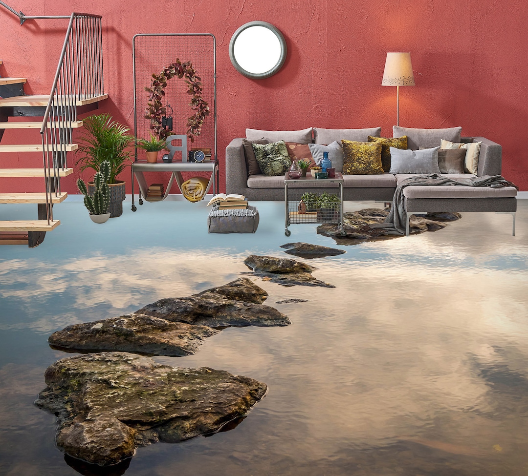 3D Stone Lake 1419 Floor Wallpaper Murals Self-adhesive Removable ...