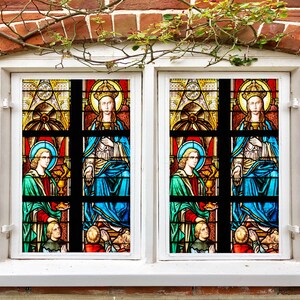 3D Crown W5516 Window Film Print Sticker Cling Stained Glass Xmas Window Decor UV Heat Control Glass Privacy Window Film Rose