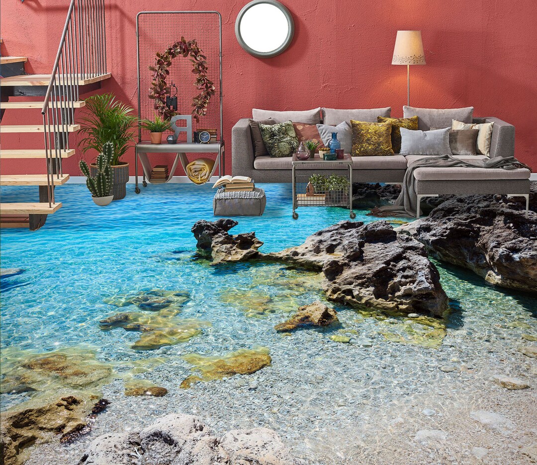 3D Sea Stones 5942 Floor Wallpaper Murals Self-adhesive Removable ...