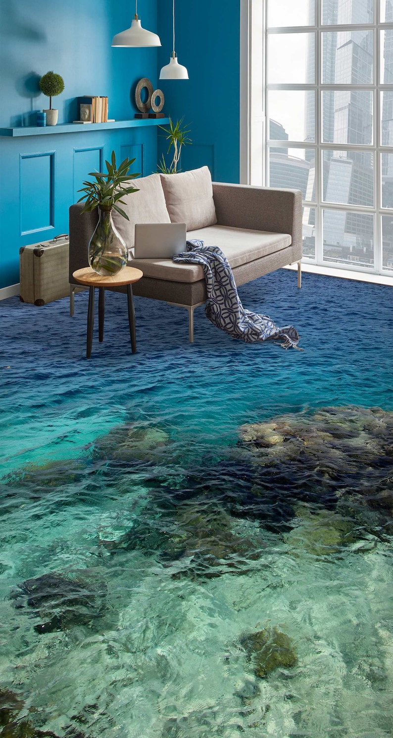 3D Blue Lake 5696 Floor Wallpaper Murals Self-adhesive Removable ...