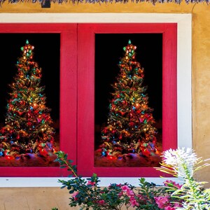 3D Fireworks W132 Christmas Window Film Print Sticker Cling Stained Glass Xmas Window Decor UV Heat Control Glass Privacy Window Film Romy