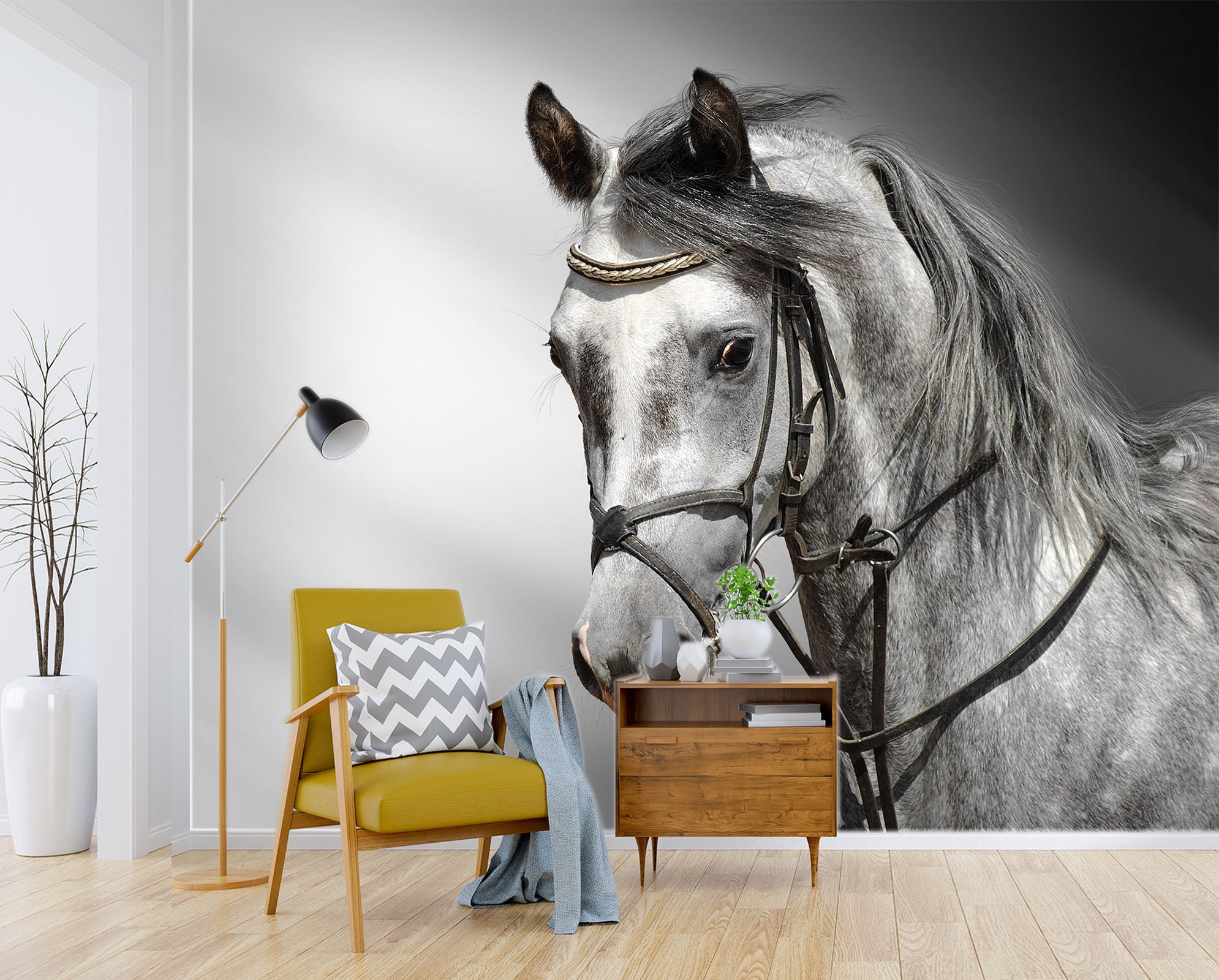 123x87312x219cm White Horse 761 Wallpaper Mural Etsy