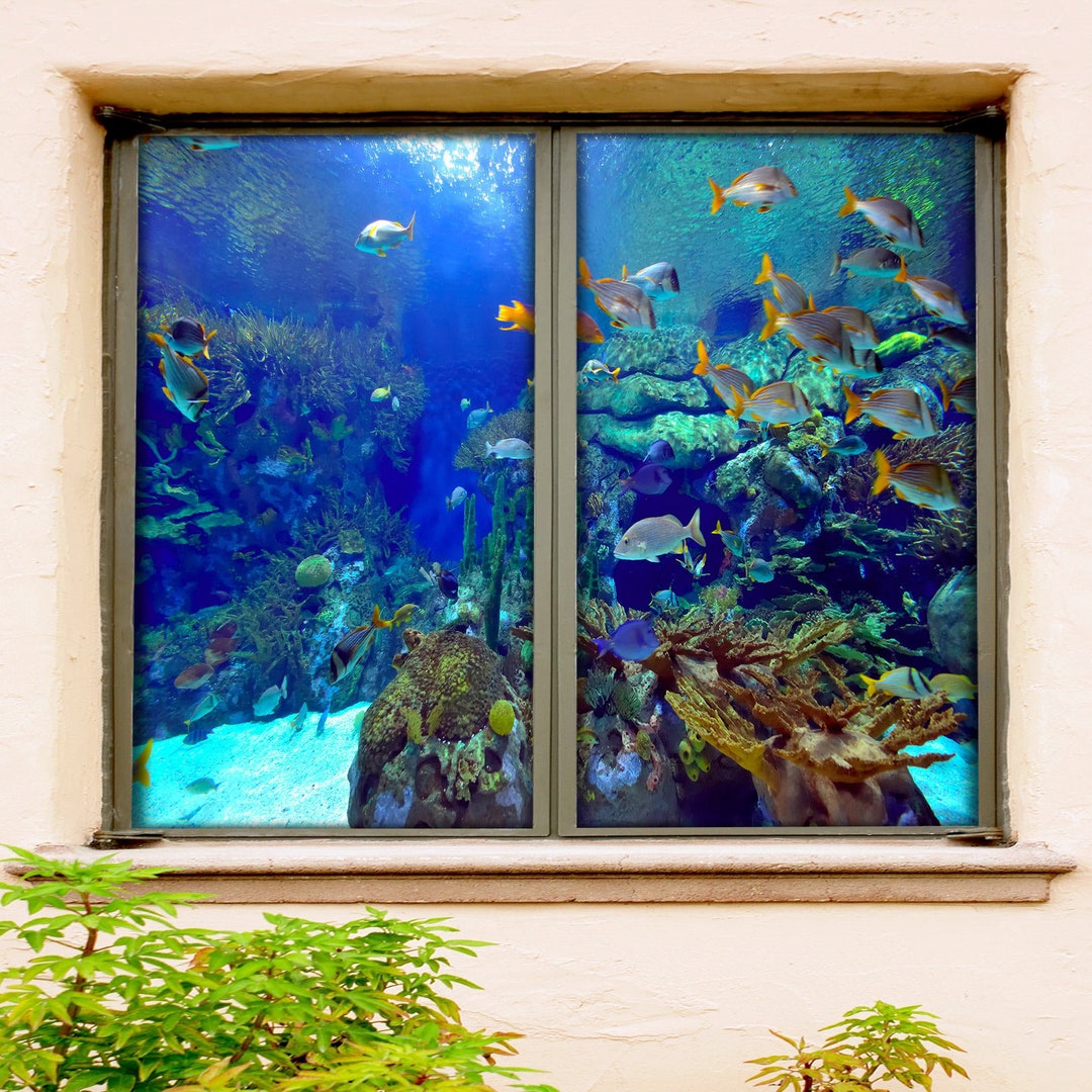 3D Rich Ocean W949 Window Film Print Sticker Cling Stained Glass Xmas