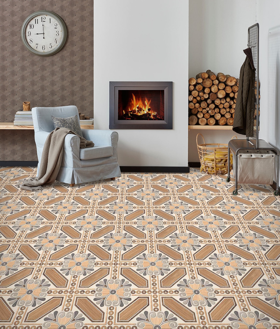 3D Tile Pattern 1959 Floor Wallpaper Murals Self-adhesive Removable ...