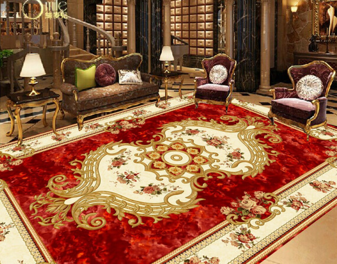 3D Pink Rose Carpet 0577 Floor Wallpaper Murals Selfadhesive Etsy