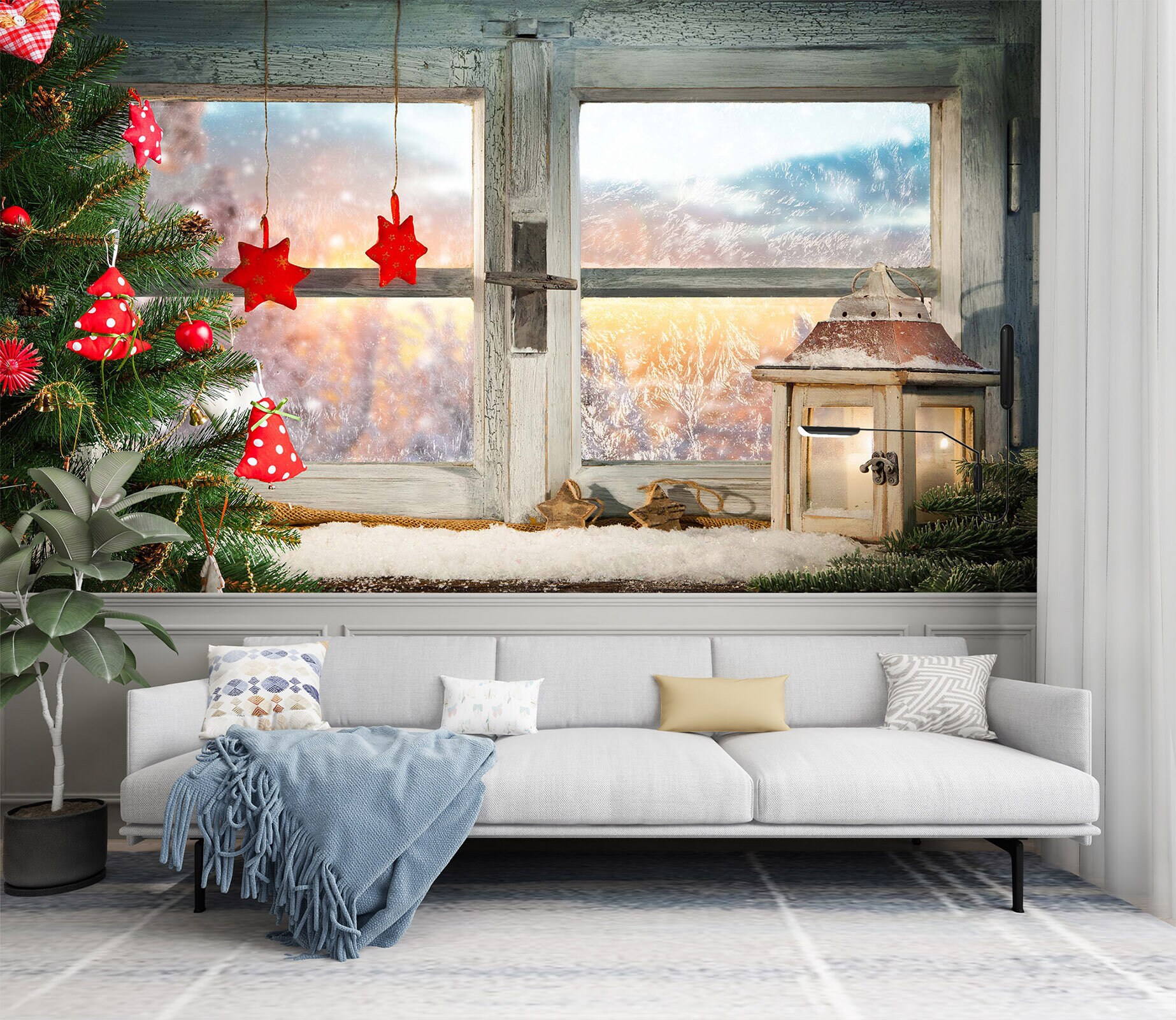 Christmas Window 1522 Wallpaper Mural Self Adhesive Peel and Etsy