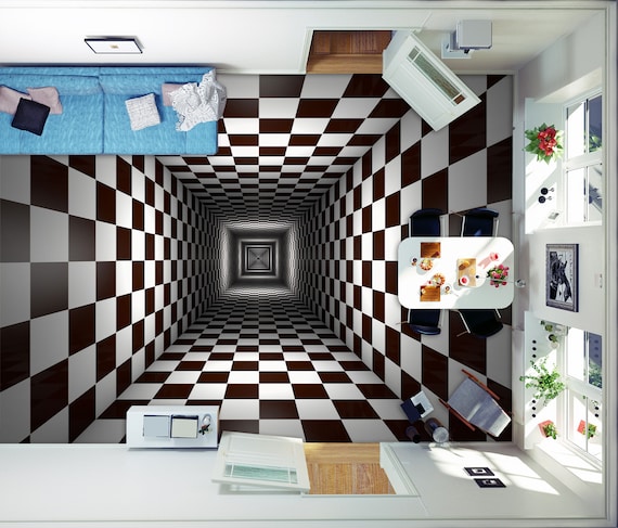 3D Black and White Squares 6520 Floor Wallpaper Murals - Etsy