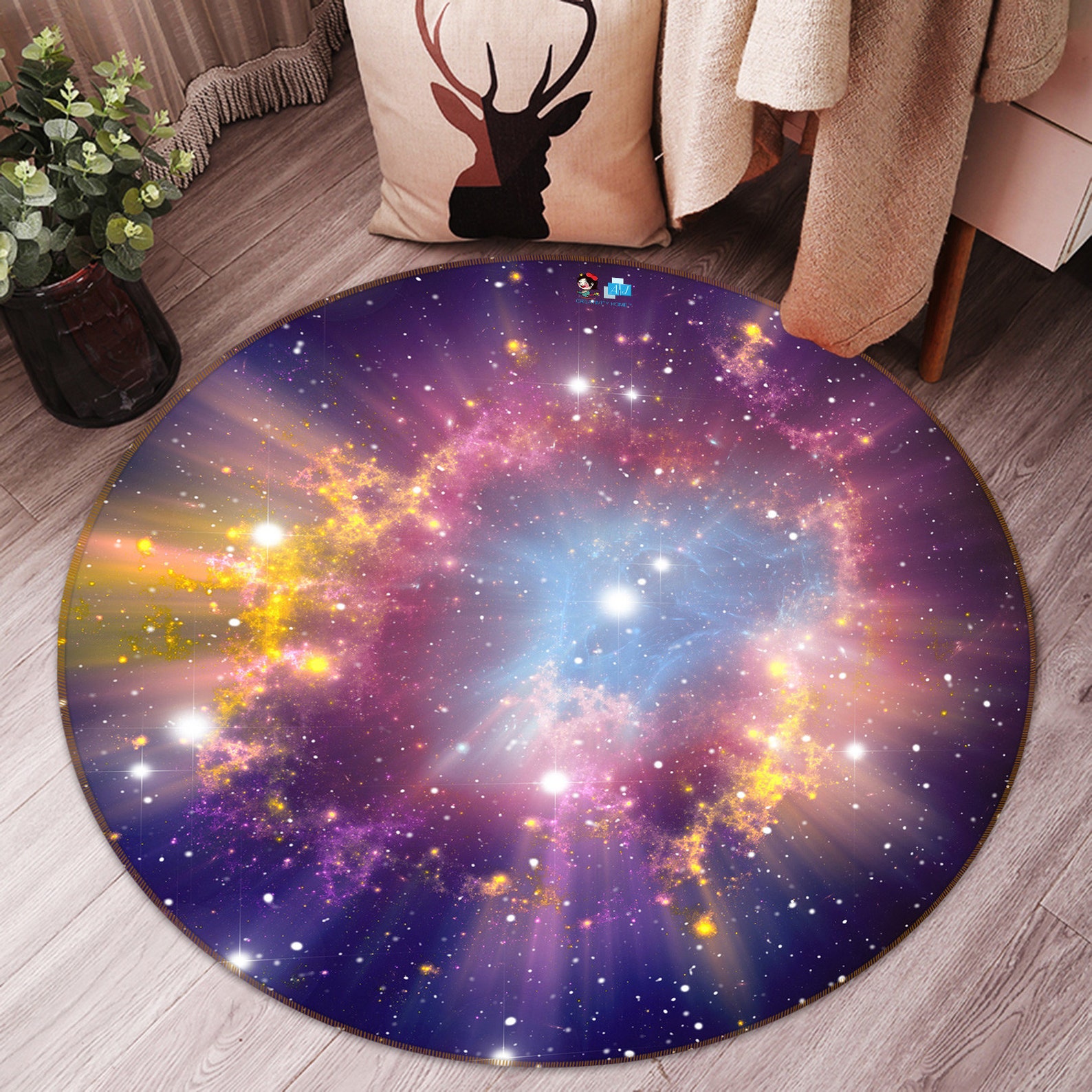 3D Dazzling Galaxy F3930 Floor Non Slip Rug Carpet Room Round Etsy