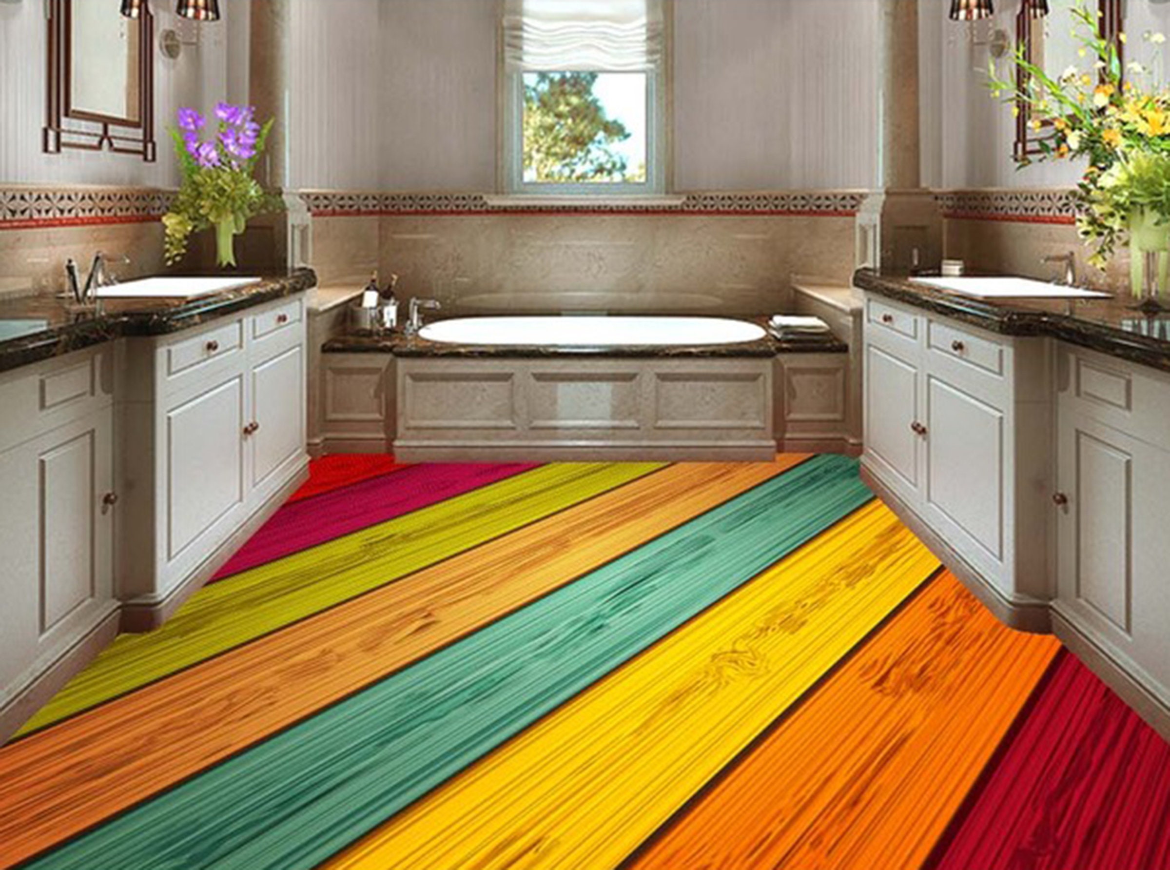 3D Colored Wood 1370 Floor Wallpaper Murals SelfAdhesive Etsy