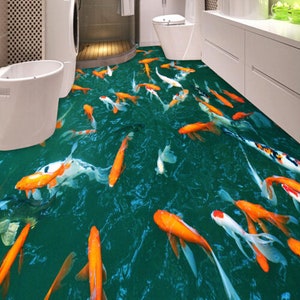 3D Koi River 0537 Floor Wallpaper Murals Self-Adhesive Removable Kitchen Bath Floor Waterproof floor Rug Mat Print Epoxy YOYO image 2