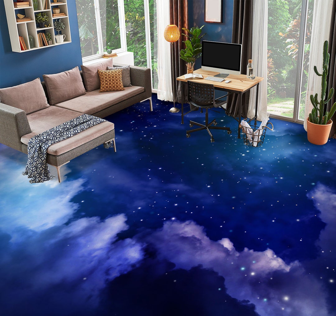 3D Starry Sky WG478 Floor Mural  Self-Adhesive Sticker Bathroom Non-slip Waterproof Flooring Murals