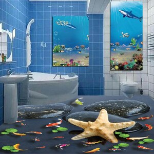 3D Yellow Starfish 0232 Floor Wallpaper Murals Self-adhesive Removable