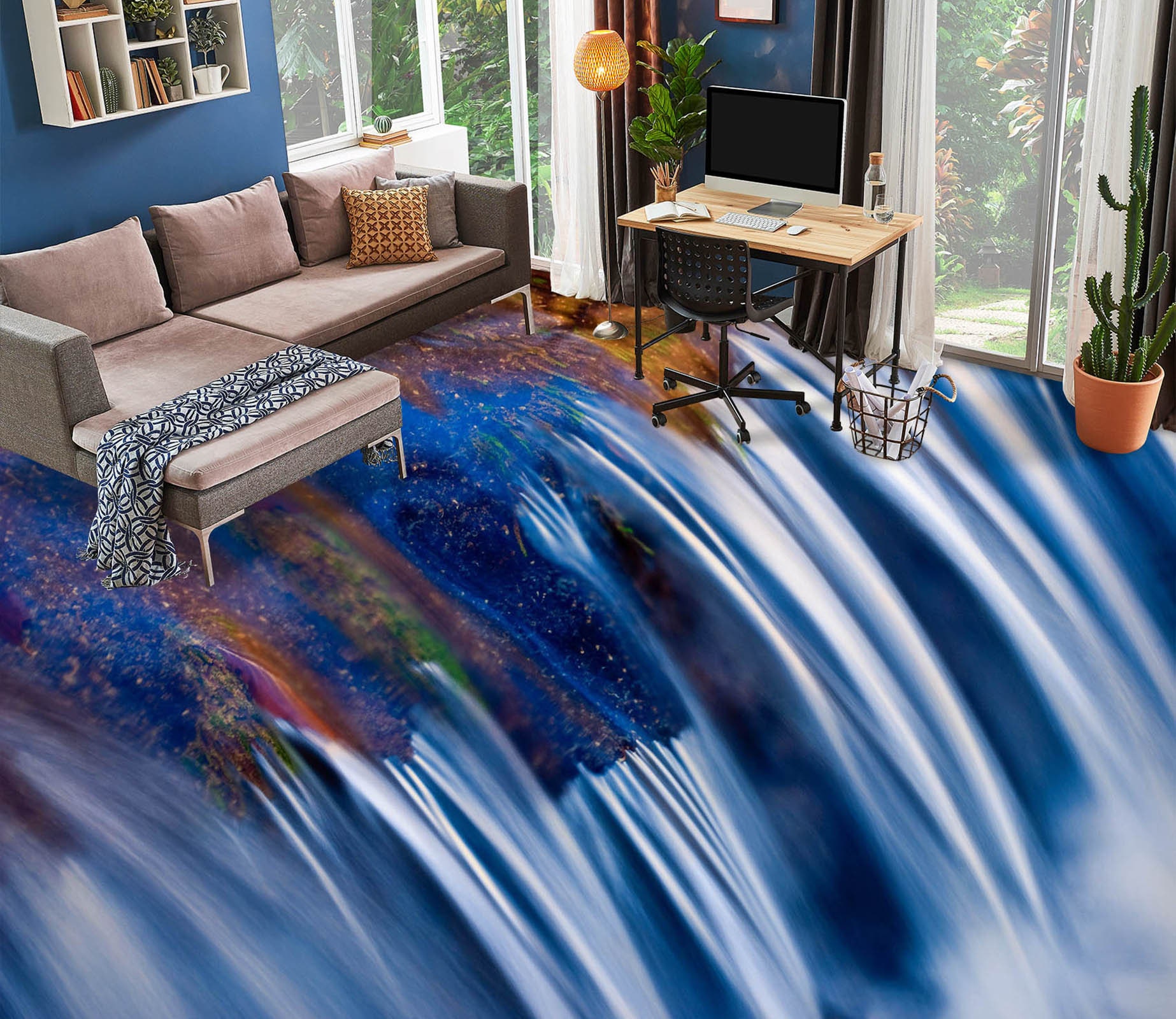Tender Blue Kitty 3D Full Wall Mural Photo Wallpaper Printing Home